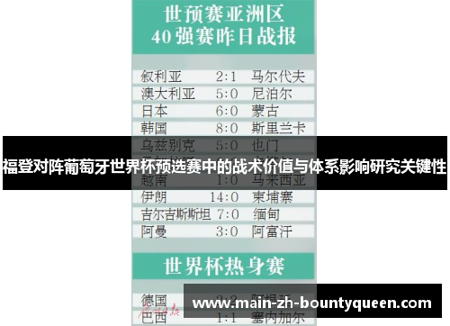 福登对阵葡萄牙世界杯预选赛中的战术价值与体系影响研究关键性